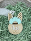 Personalized Easter Bunny Basket Tag with Name, Boy Bunny Tag with Baseball Cap, Custom Easter Basket Name Tag, Wooden Bunny Tag for Kids Easter Gift