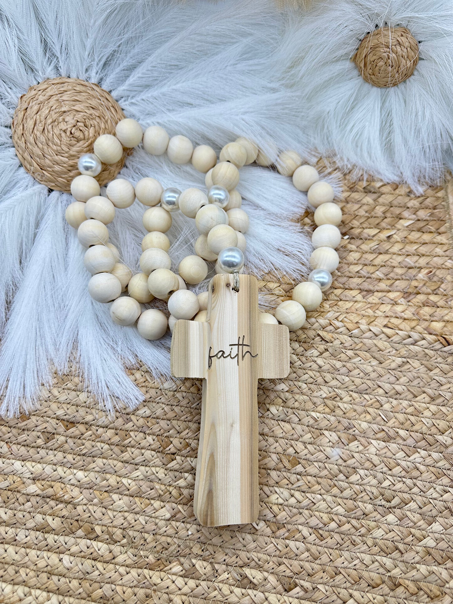 Full Wood & Pearl Rosary