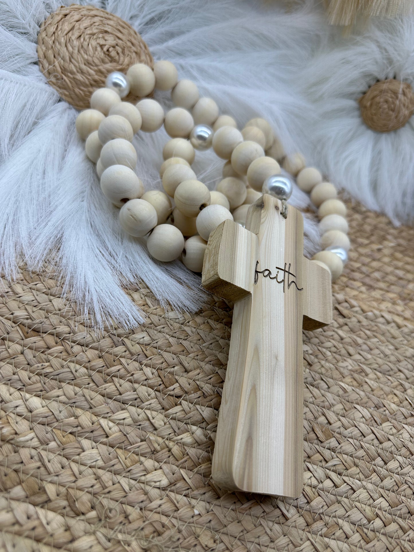Full Wood & Pearl Rosary