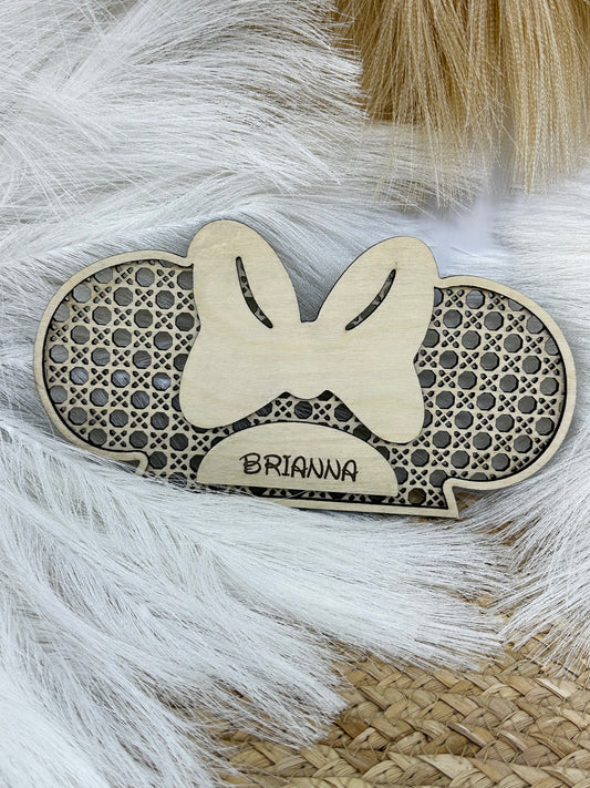 Personalized Mickey Minnie Stroller Sign | Custom Last Name Wood Disney Sign | Baby Stroller Tag | Family Disney Trip Decor Gift