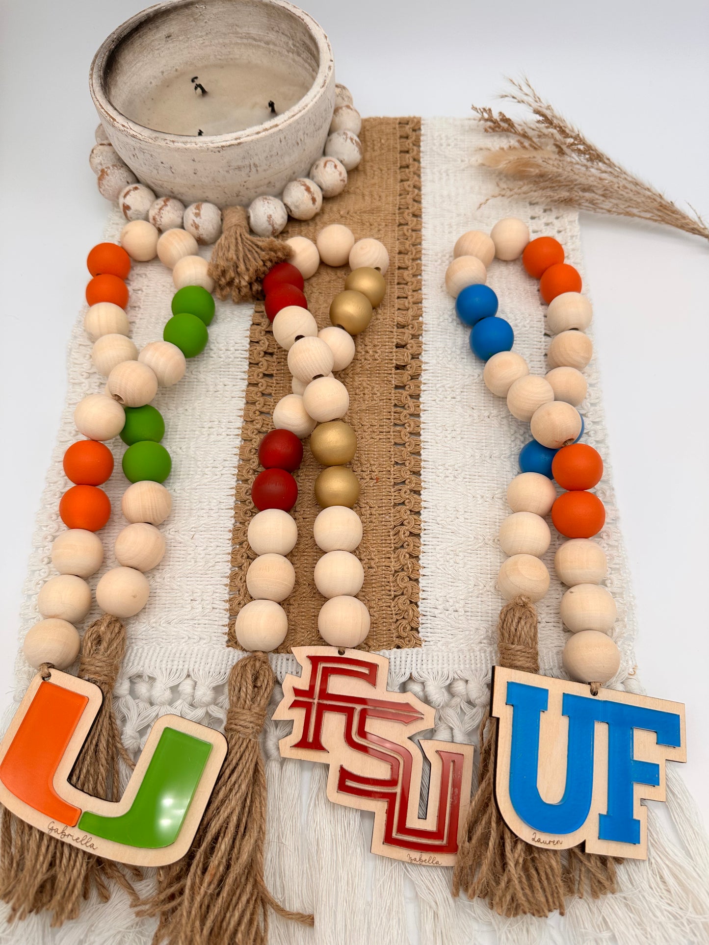 College Spirit Wood Bead Garland