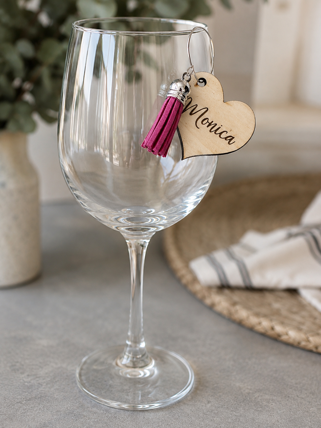 Personalized Heart Wine Glass Charm