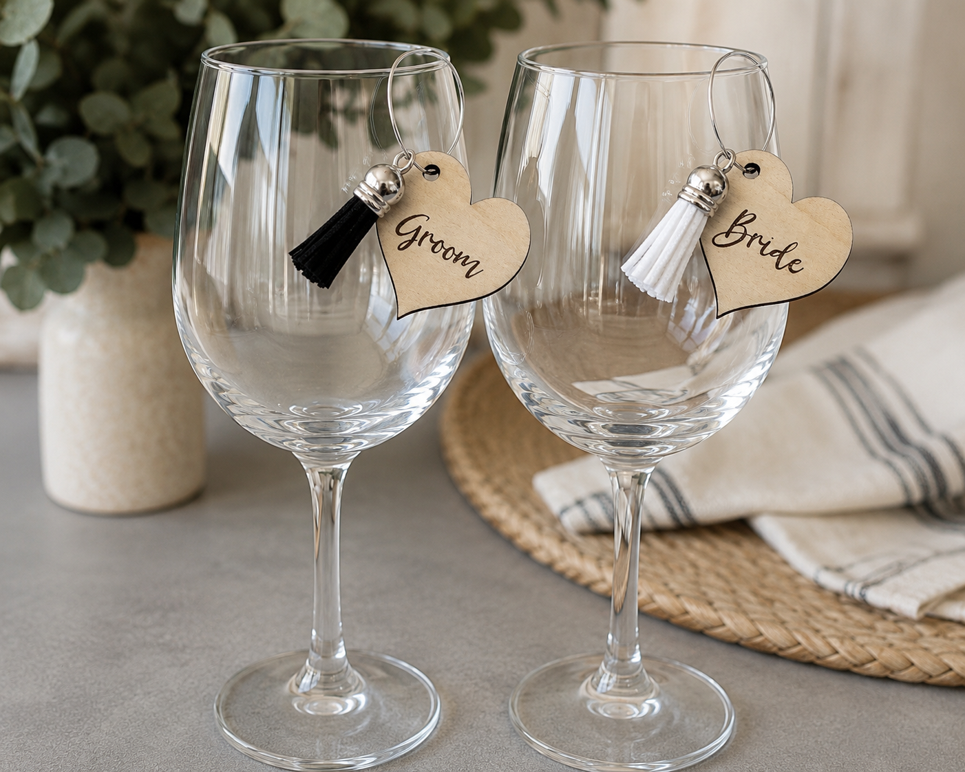 Personalized Heart Wine Glass Charm