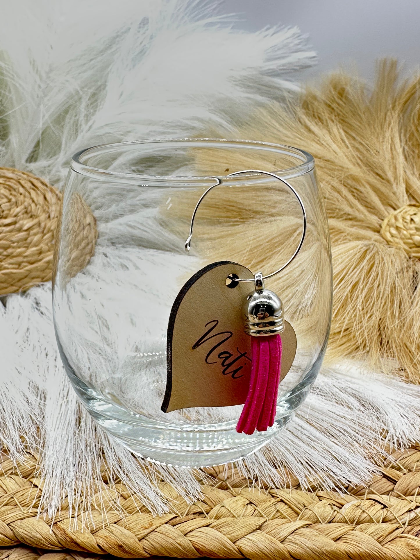 Personalized Heart Wine Glass Charm