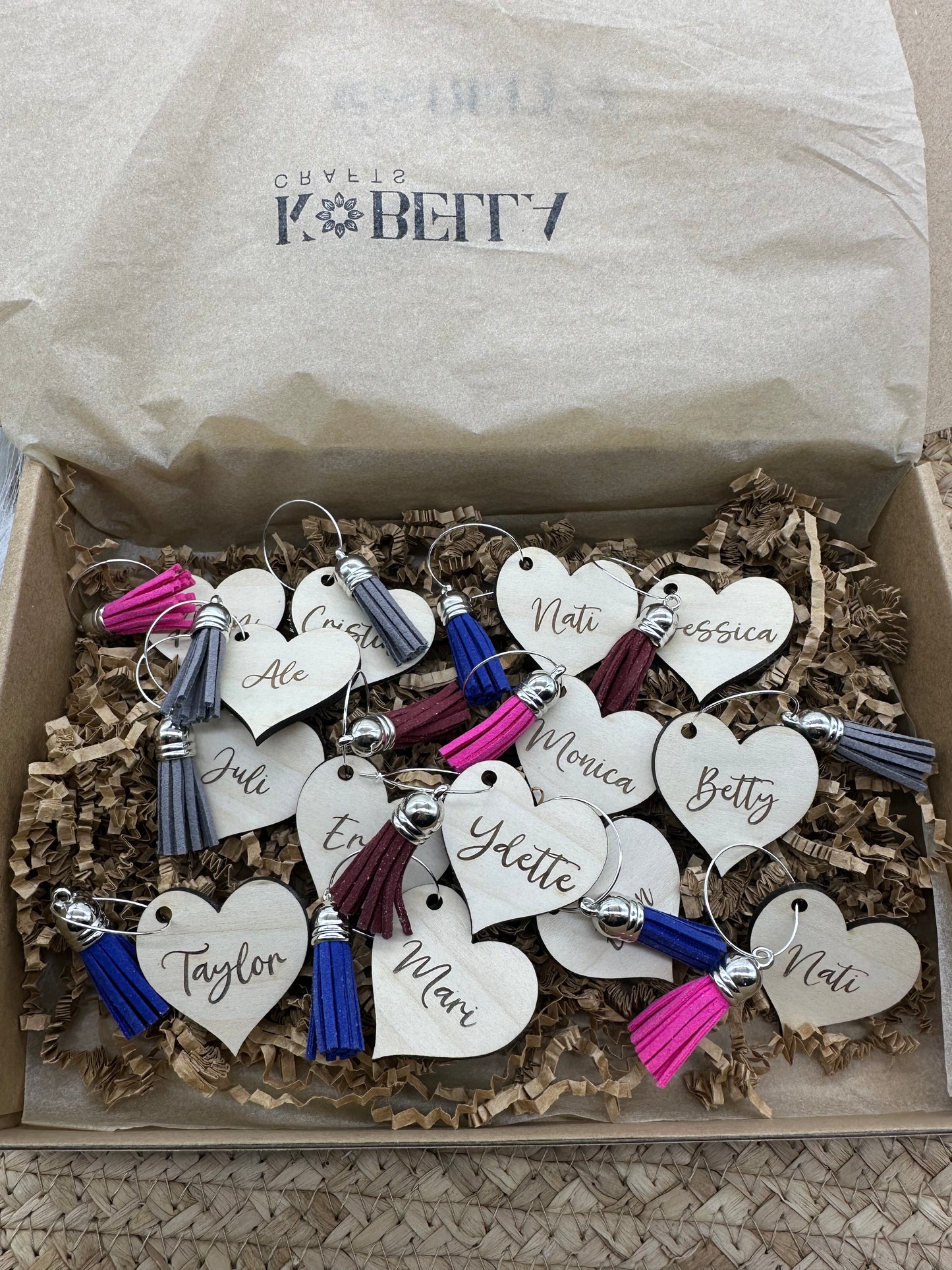 Personalized Heart Wine Glass Charm