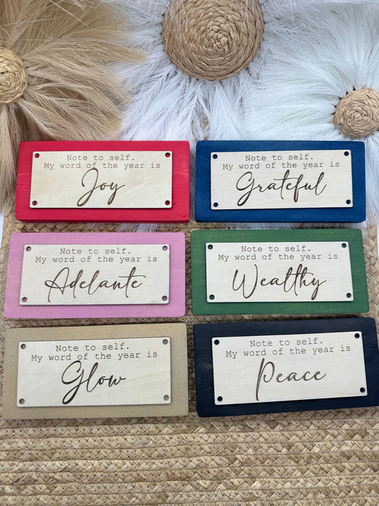 Word of the Year Personalized Wood Sign | Motivational Desk Decor | Inspirational Office Sign | Custom Word Gift | Daily Encouragement Decor