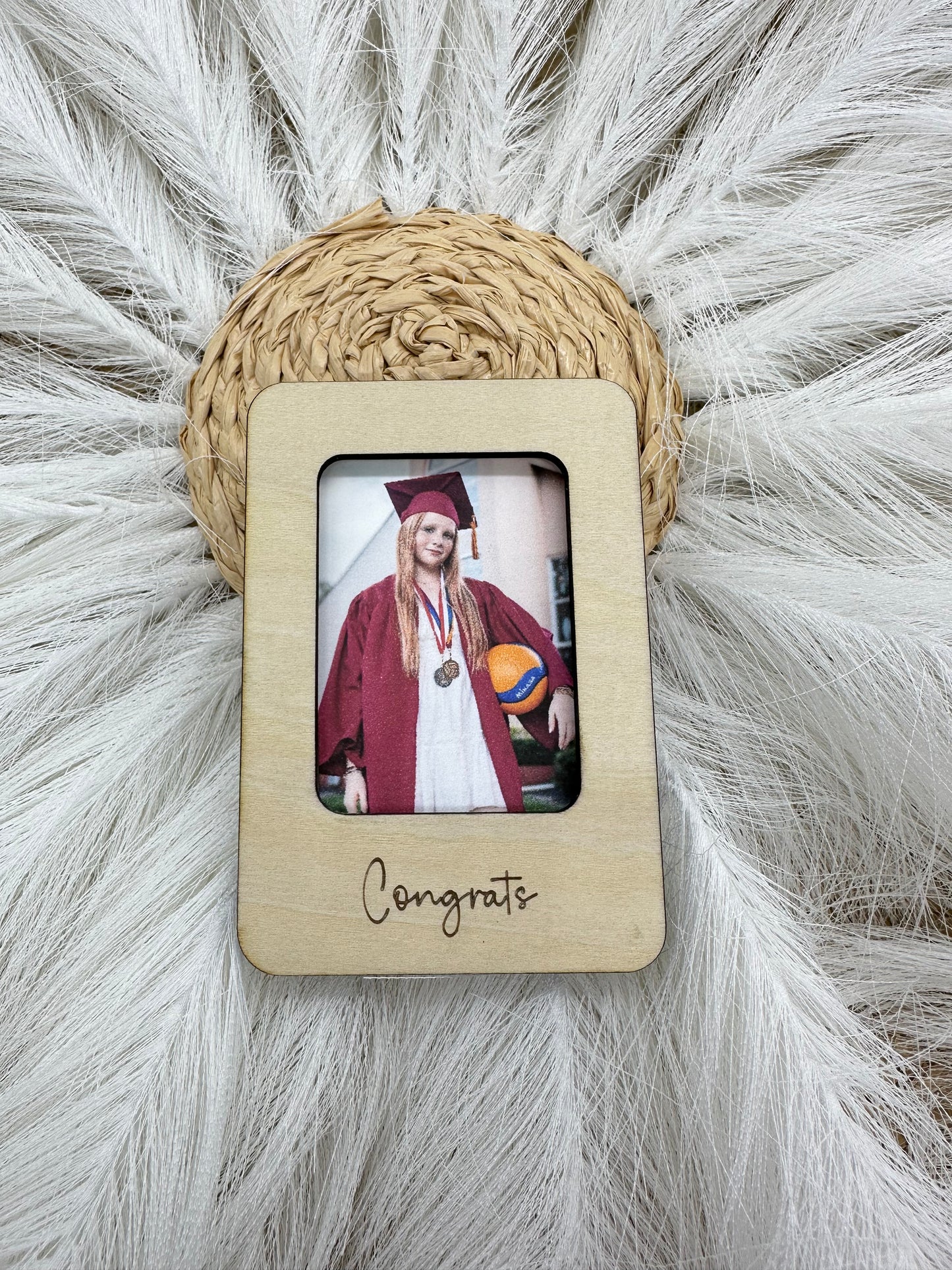 Wallet Size Instant Photo Frame Magnet | Personalized Engraved Mini Wooden Photo Frame | Wedding Favor, Graduation Gift, Drive Safe Frame