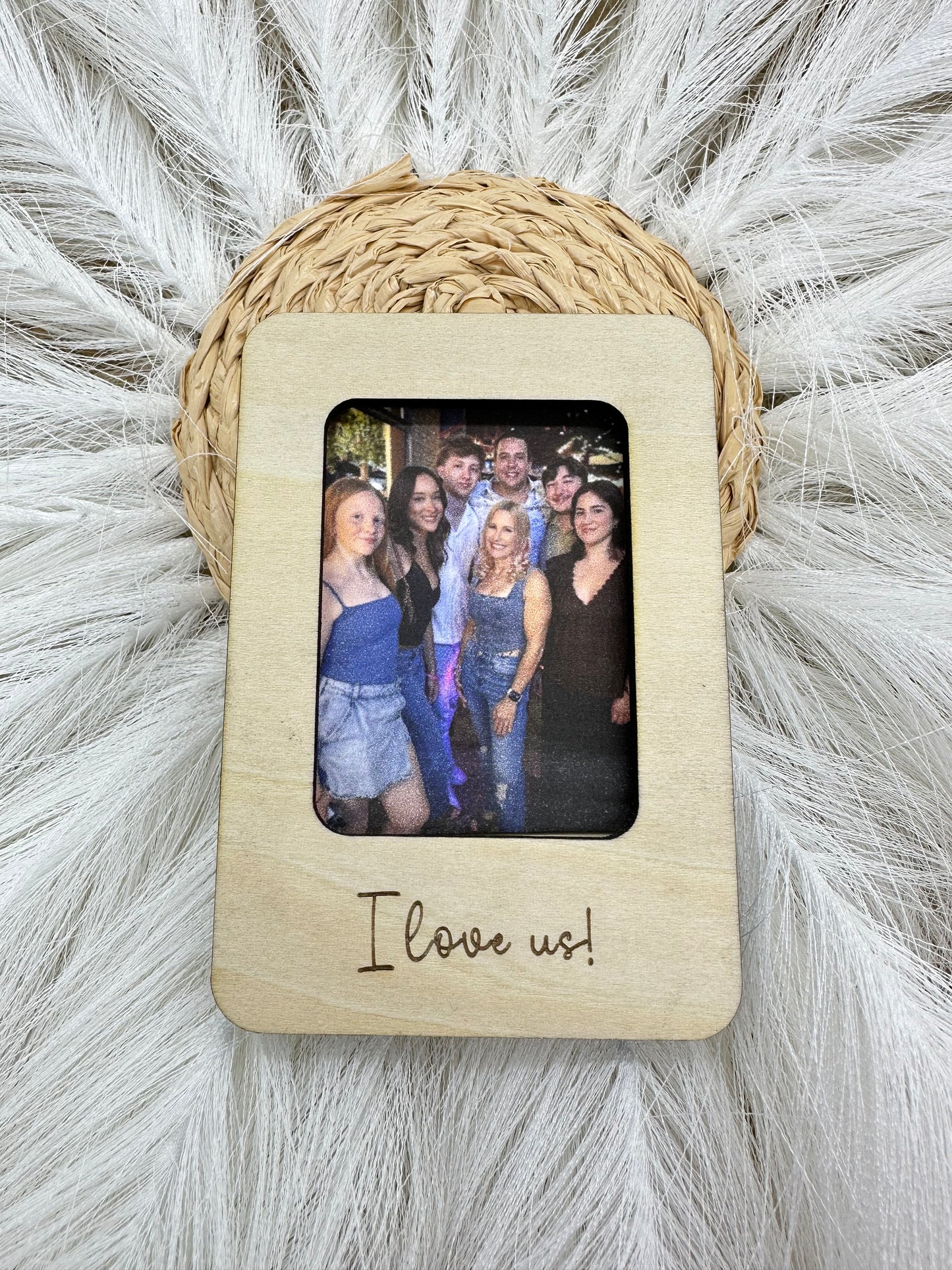 Wallet Size Instant Photo Frame Magnet | Personalized Engraved Mini Wooden Photo Frame | Wedding Favor, Graduation Gift, Drive Safe Frame