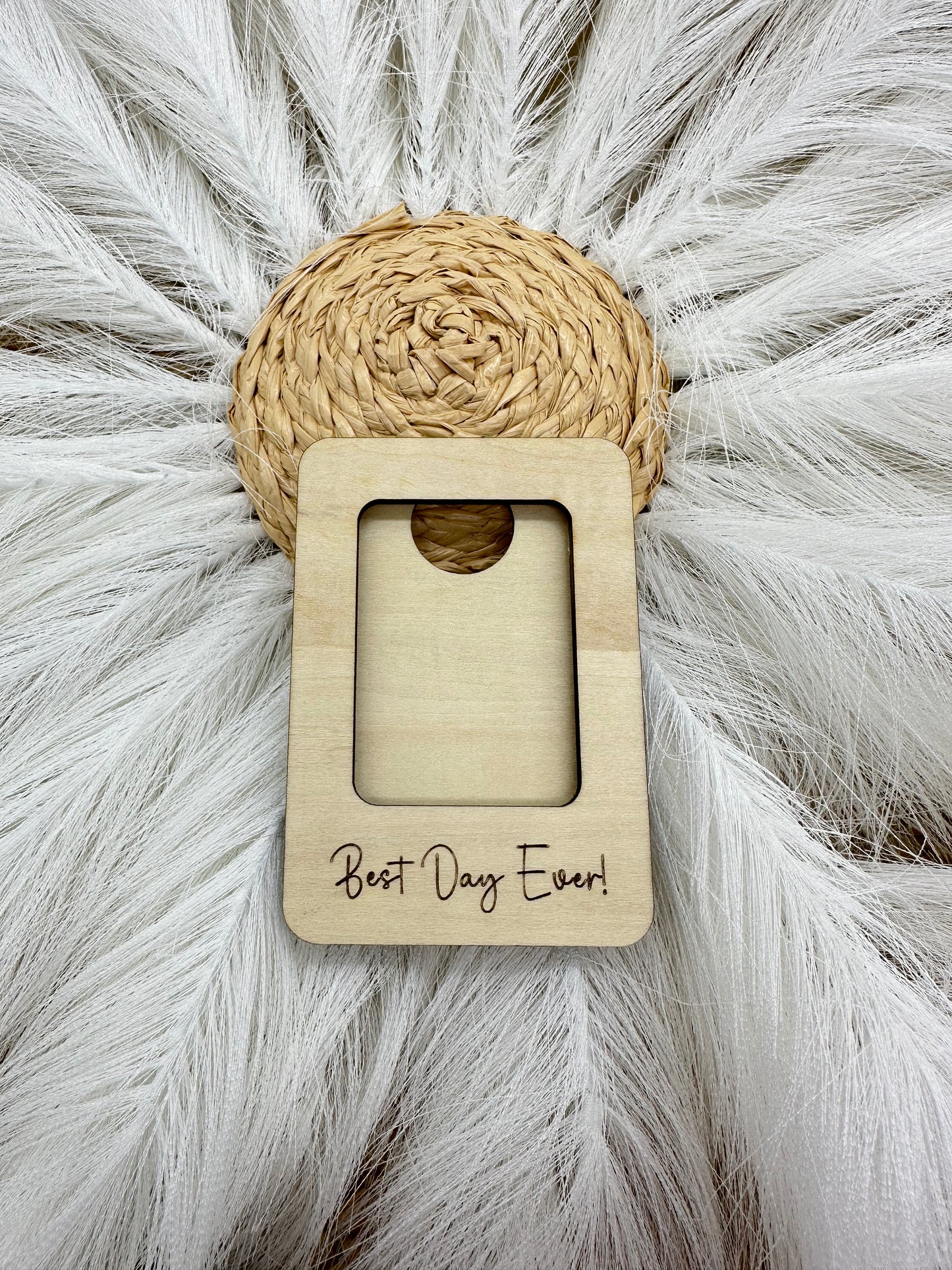 Wallet Size Instant Photo Frame Magnet | Personalized Engraved Mini Wooden Photo Frame | Wedding Favor, Graduation Gift, Drive Safe Frame