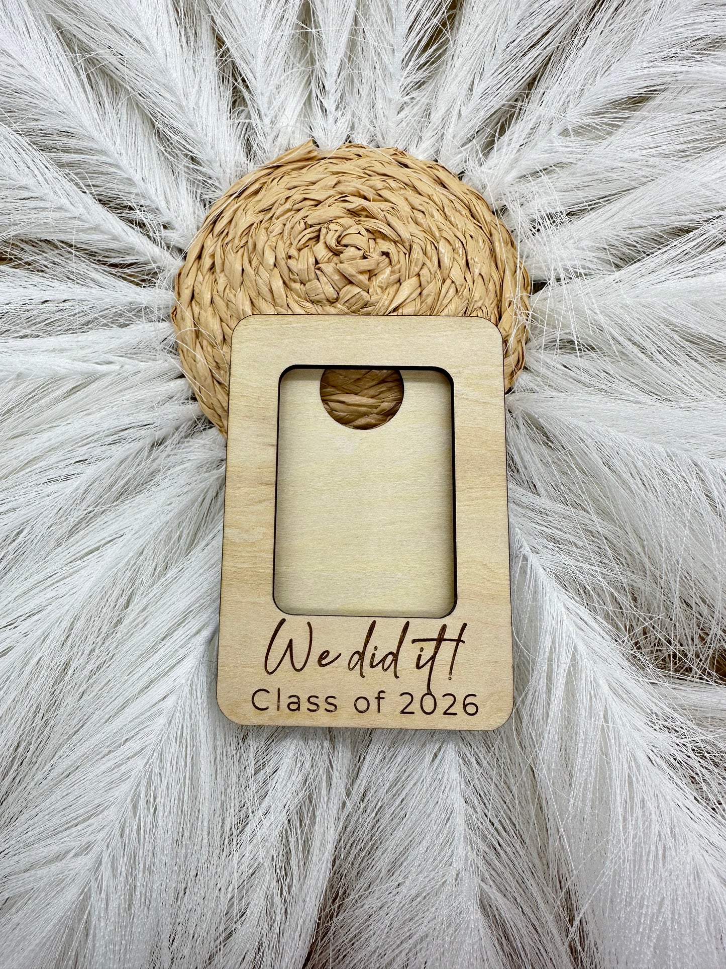 Wallet Size Instant Photo Frame Magnet | Personalized Engraved Mini Wooden Photo Frame | Wedding Favor, Graduation Gift, Drive Safe Frame