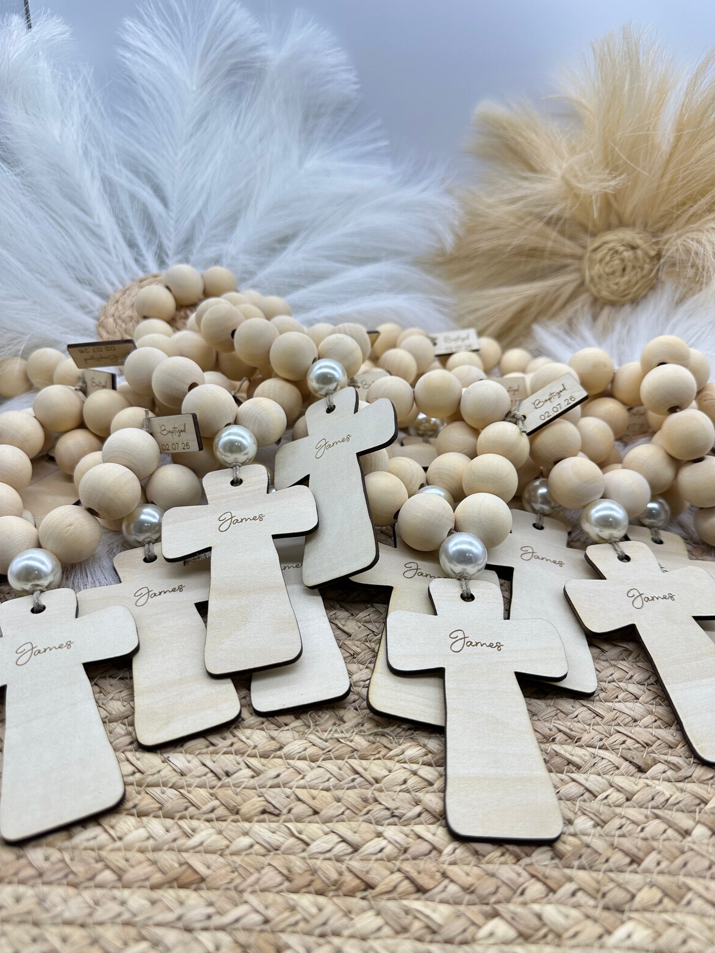Personalized Wood Bead Rosary