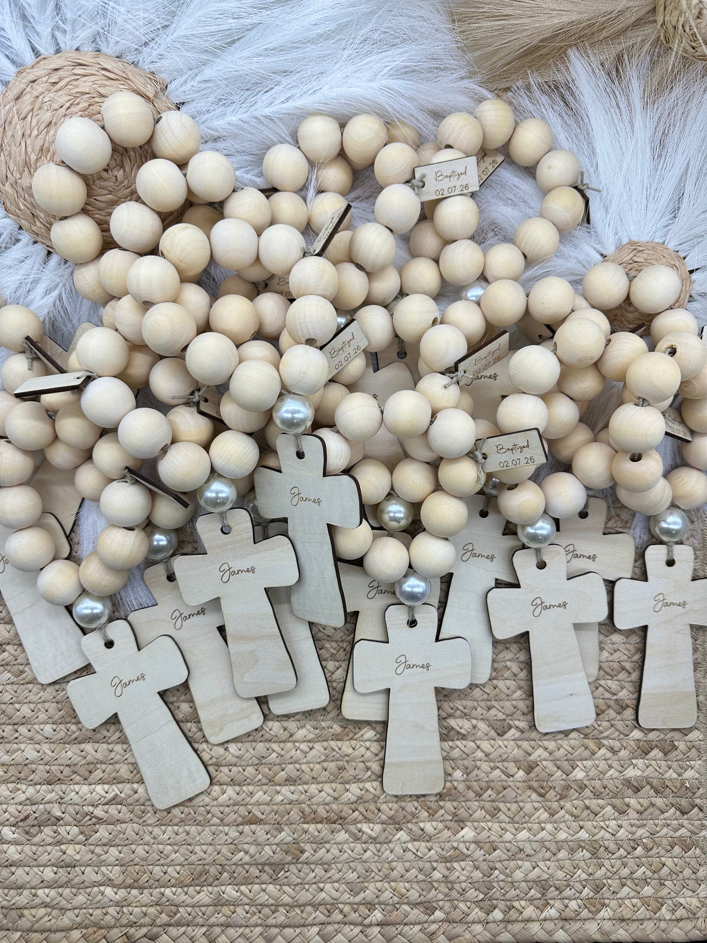 Personalized Wood Bead Rosary