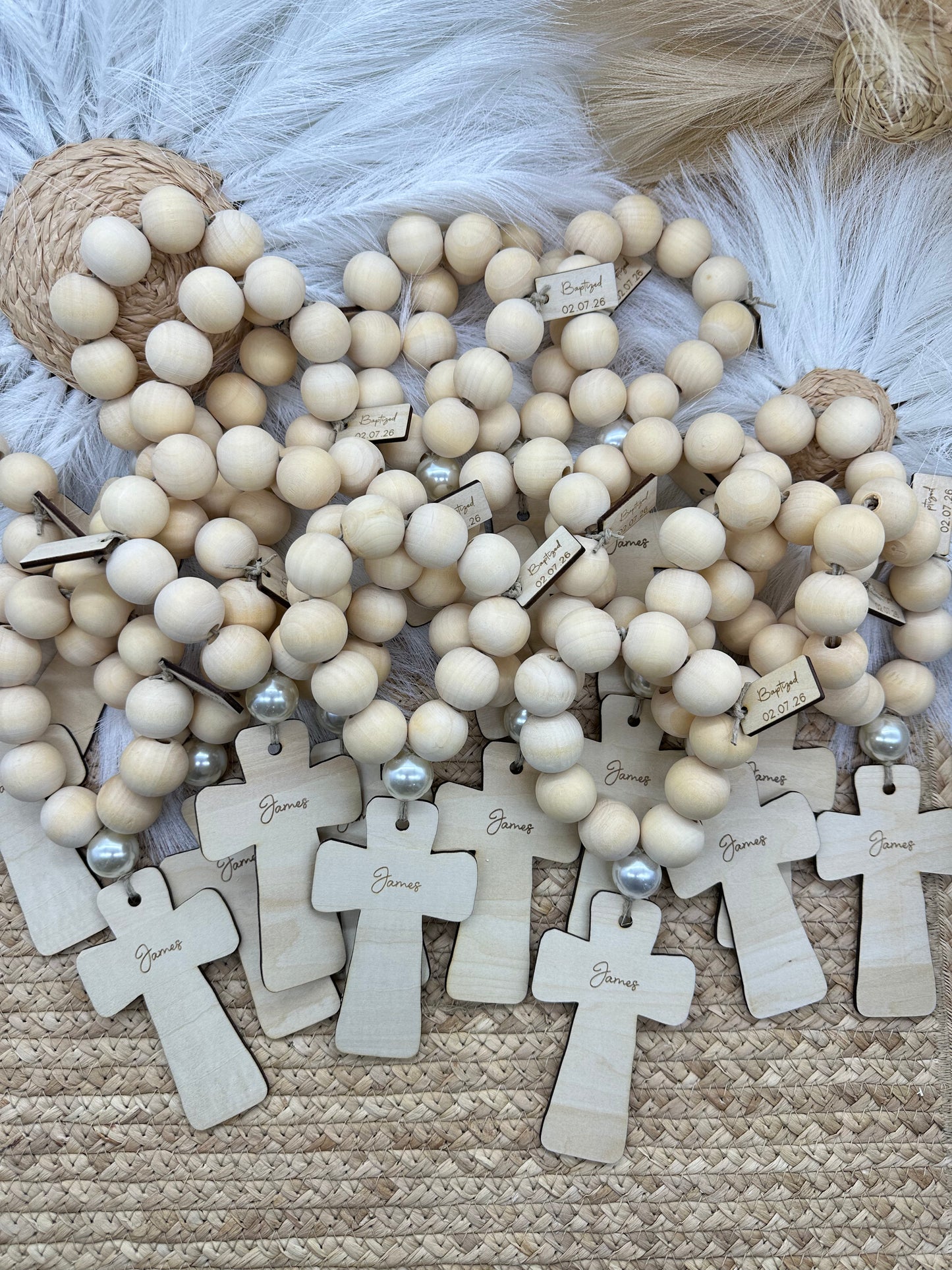 Personalized Wood Bead Rosary