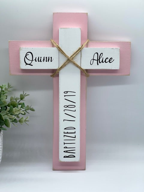 Personalized Wood Wall Cross | Baptism Gift | First Communion Gift | Confirmation Gift | Wedding Gift | Housewarming Gift