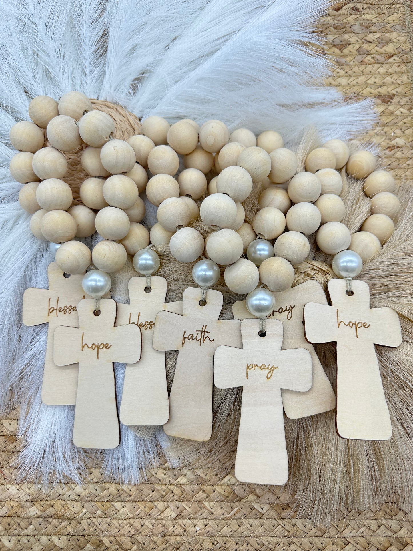 Personalized Wood Bead Rosary