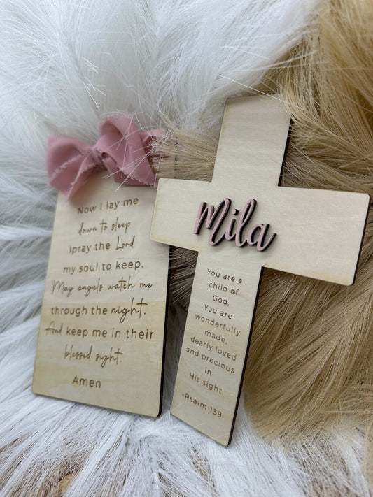 Child of God Wooden Cross | Psalm 139 Christian Nursery Décor, Personalized Baby Baptism Gift