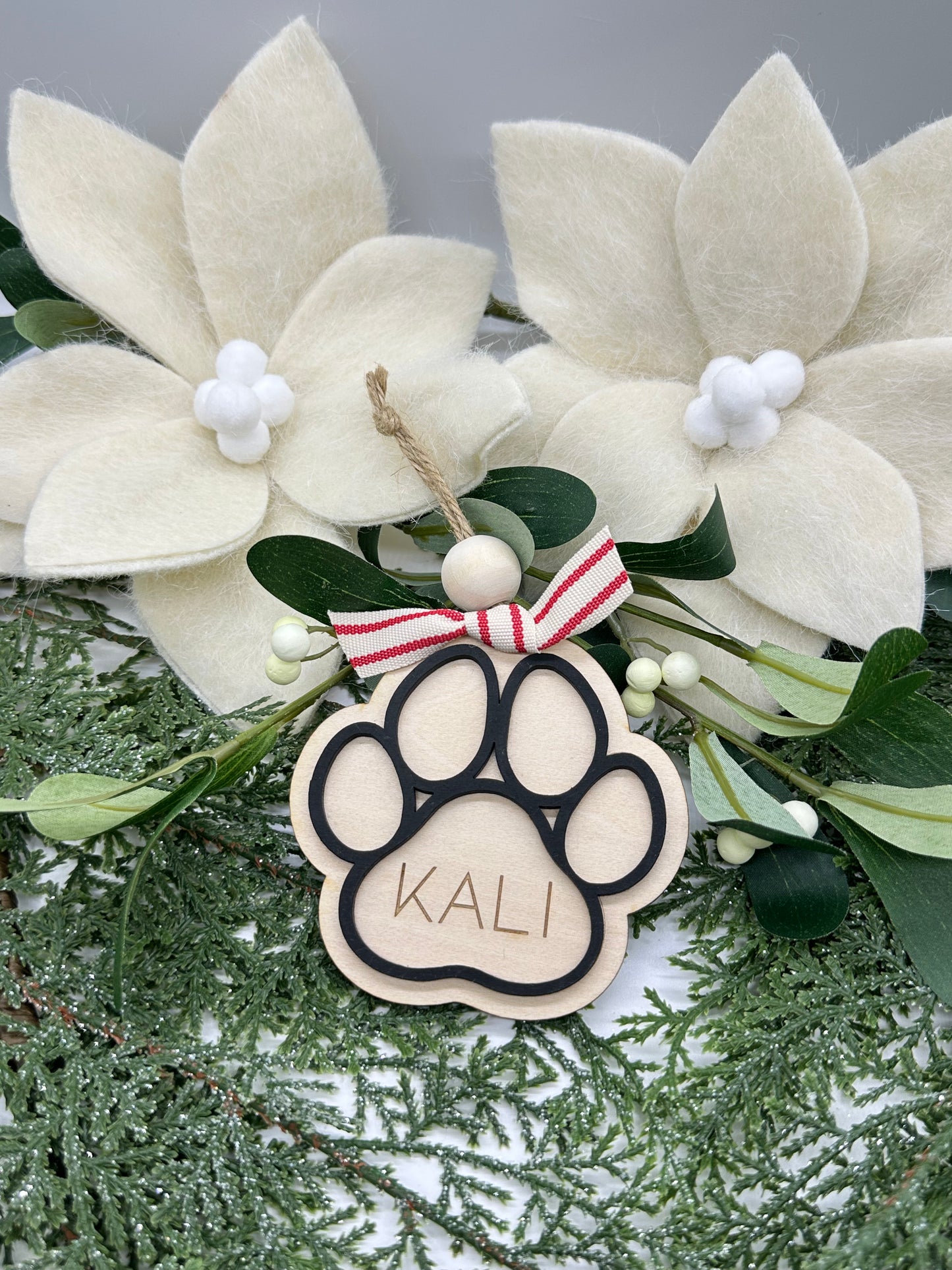 Personalized Paw Print Ornament | Custom Pet Memorial Keepsake | Unique Pet Lover Gift | Handcrafted Pet Paw Print Christmas Decoration