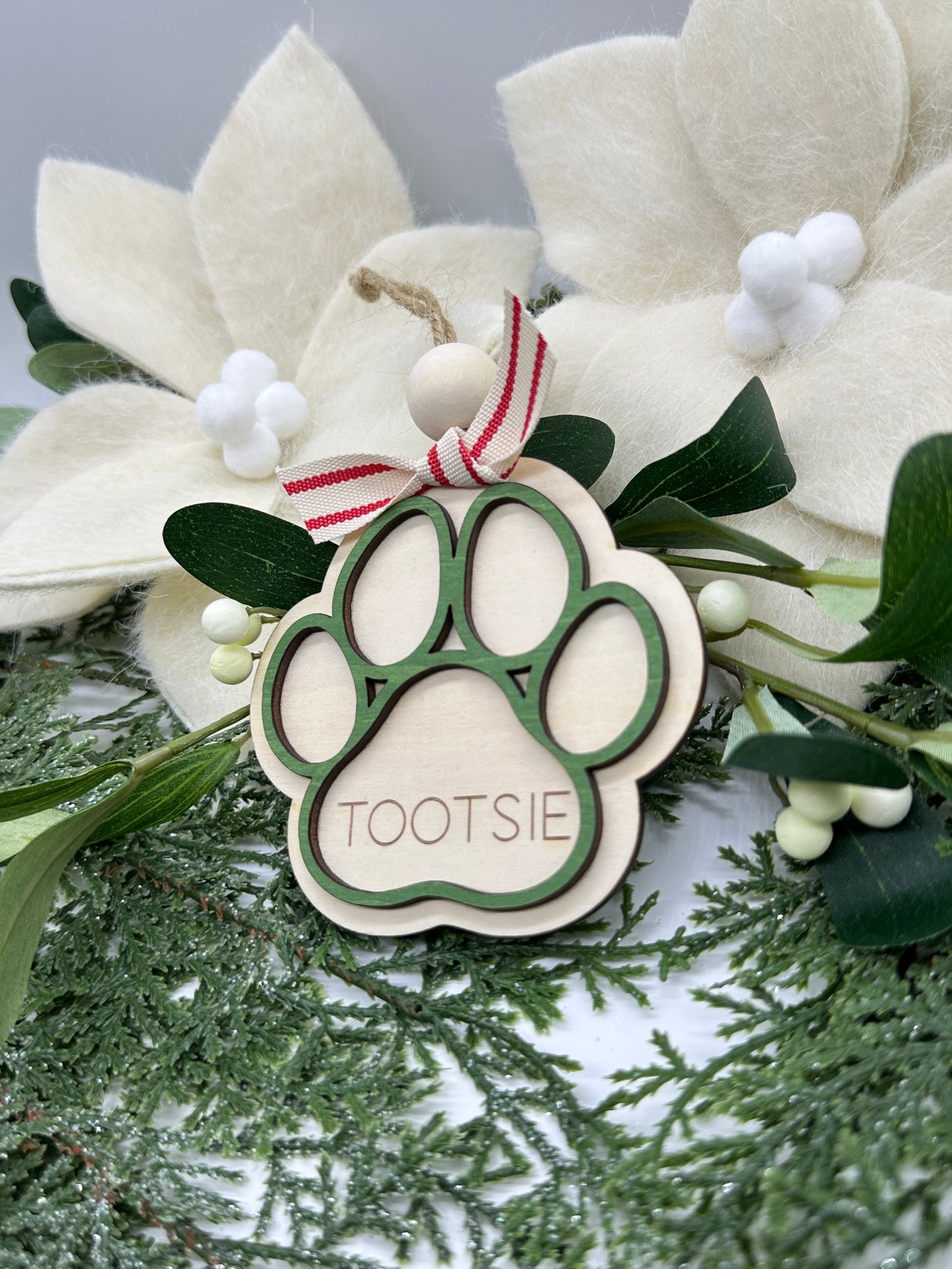 Personalized Paw Print Ornament | Custom Pet Memorial Keepsake | Unique Pet Lover Gift | Handcrafted Pet Paw Print Christmas Decoration