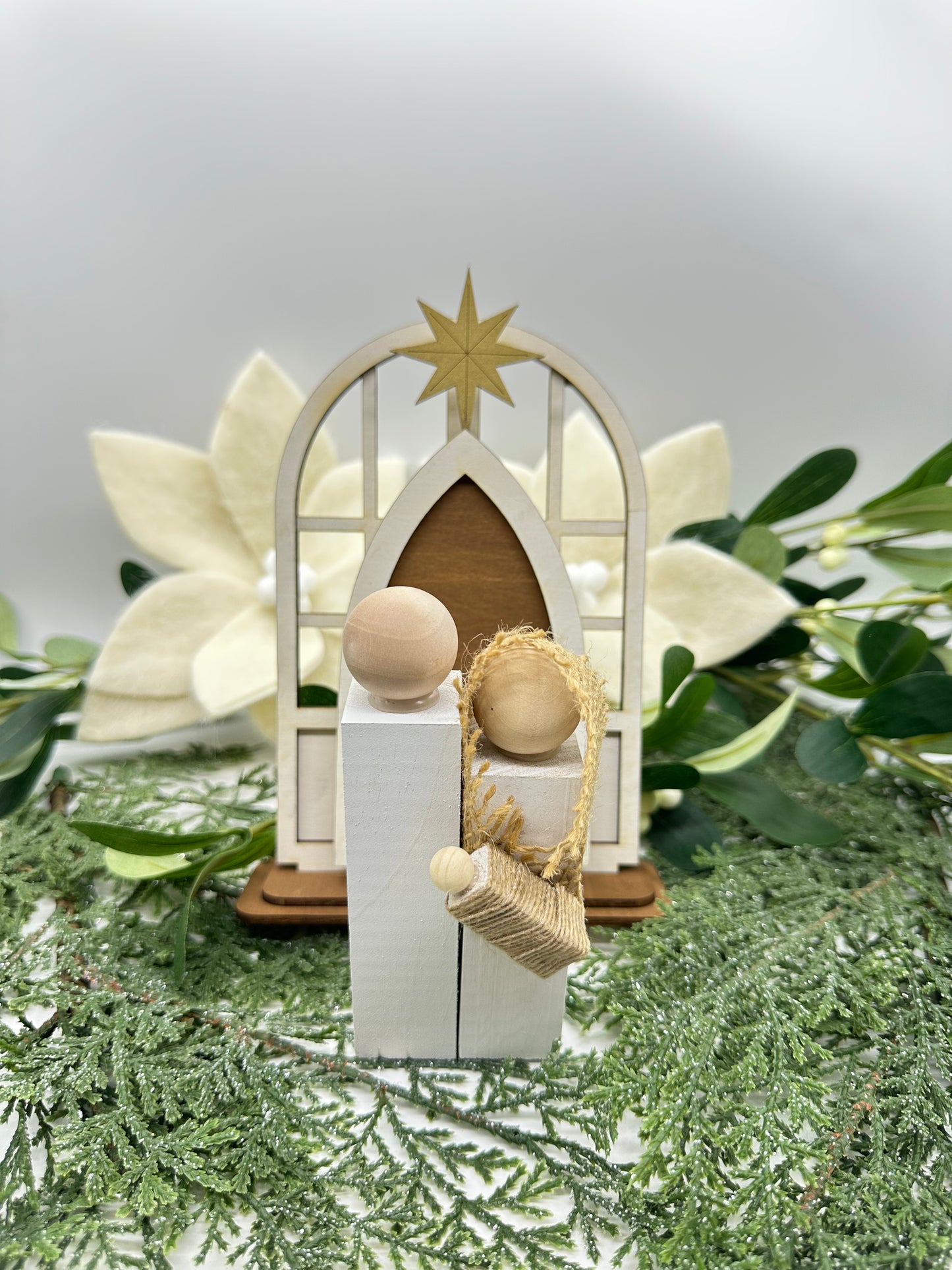 Christmas Handmade Wood Nativity Set | Rustic Farmhouse Holiday Decor | Natural Minimalist Christmas Decoration