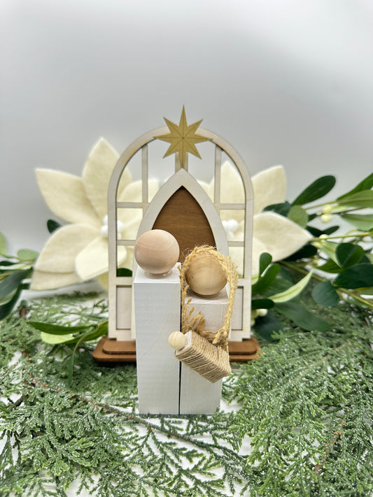 Christmas Handmade Wood Nativity Set | Rustic Farmhouse Holiday Decor | Natural Minimalist Christmas Decoration