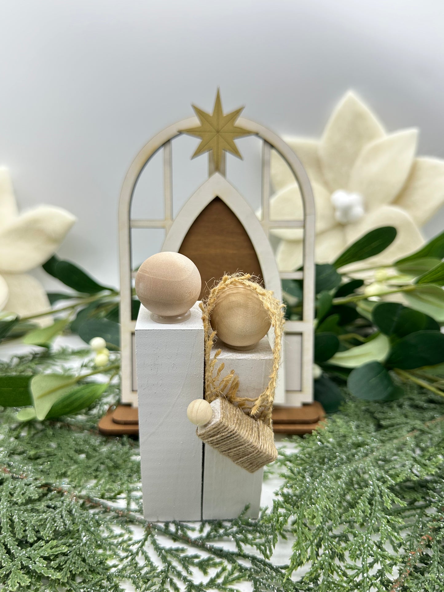 Christmas Handmade Wood Nativity Set | Rustic Farmhouse Holiday Decor | Natural Minimalist Christmas Decoration