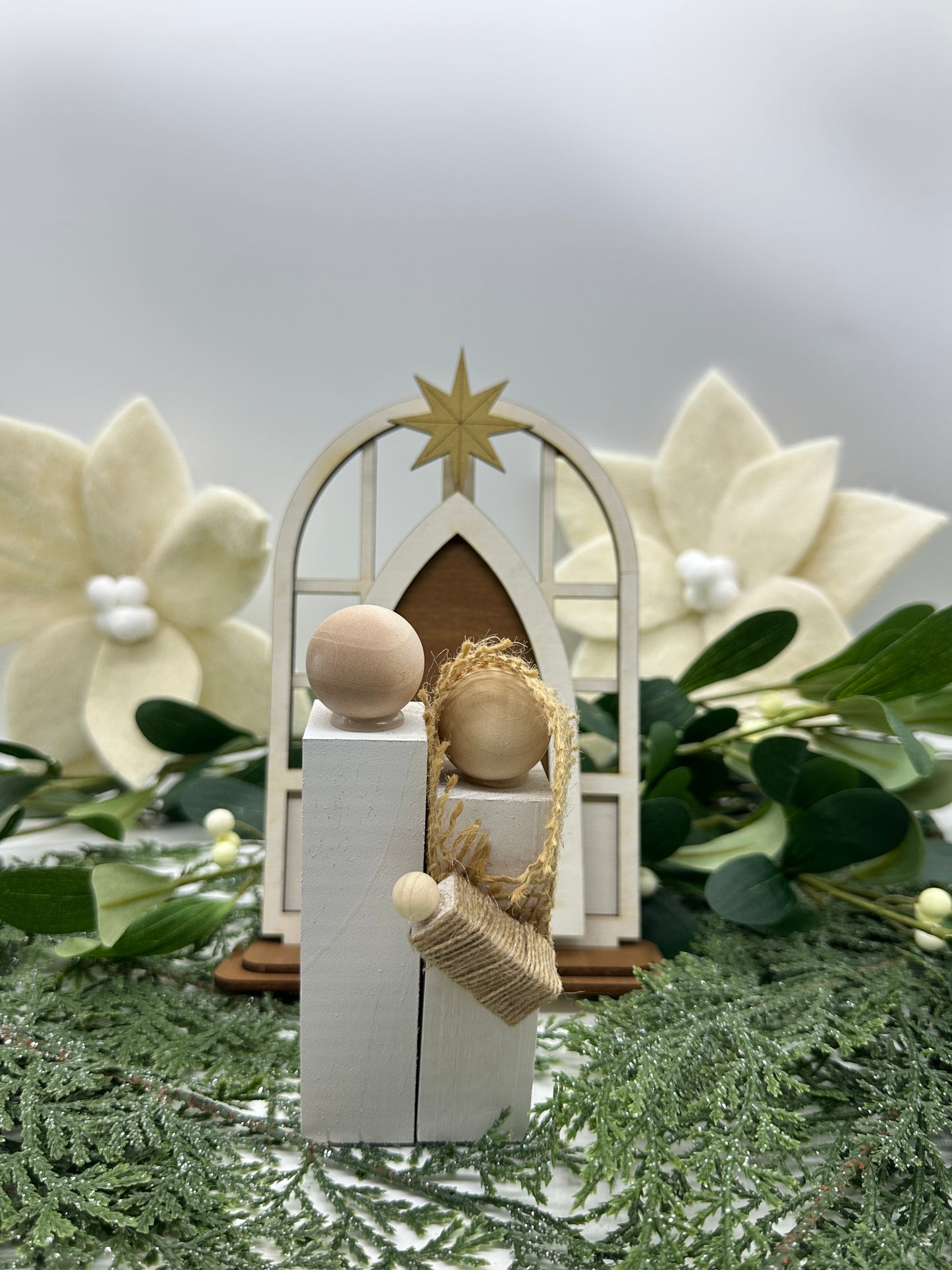 Christmas Handmade Wood Nativity Set | Rustic Farmhouse Holiday Decor | Natural Minimalist Christmas Decoration