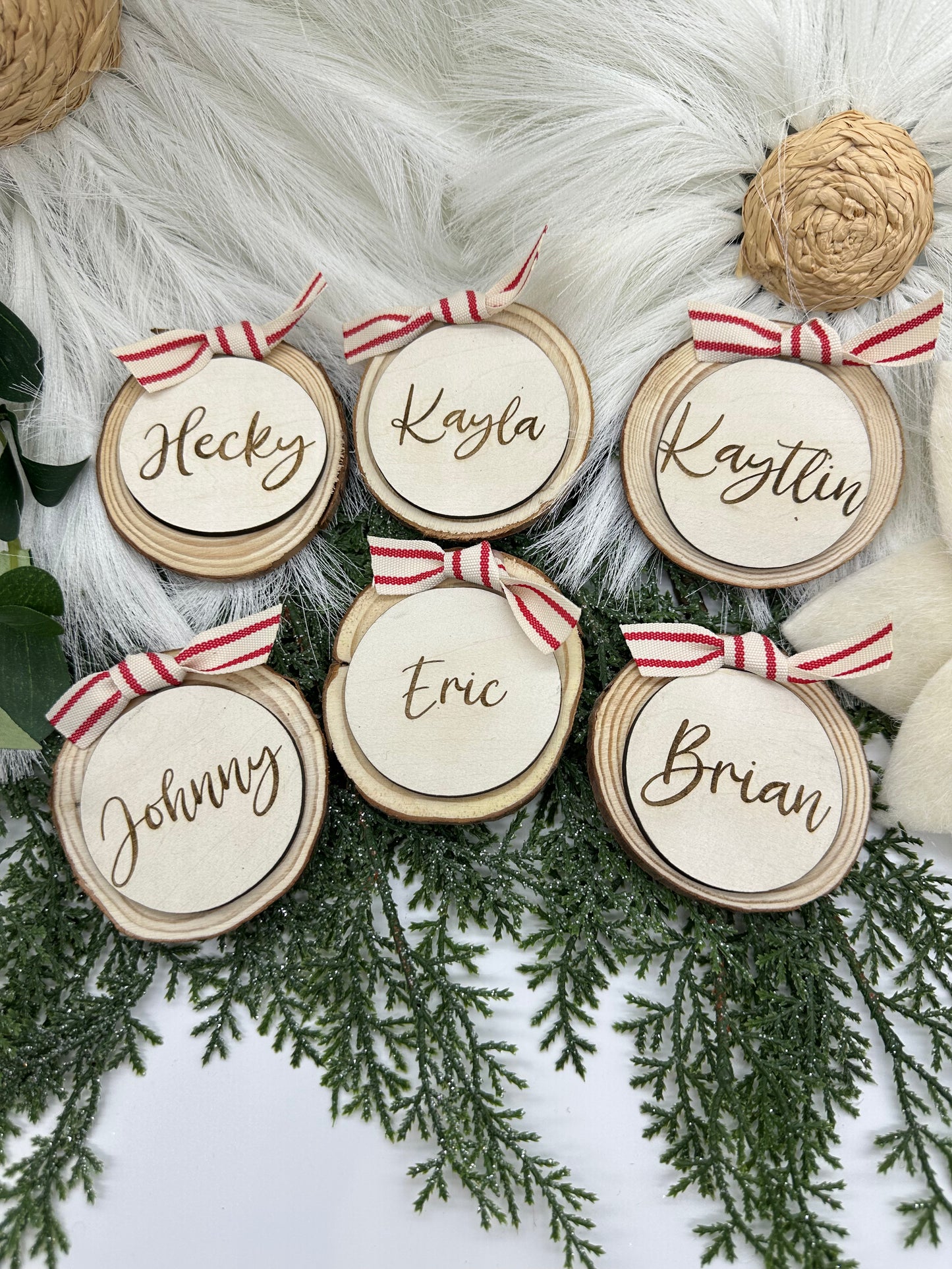 Personalized Wood Slice Ornament | Custom Family Christmas Ornament | Rustic Holiday Decor