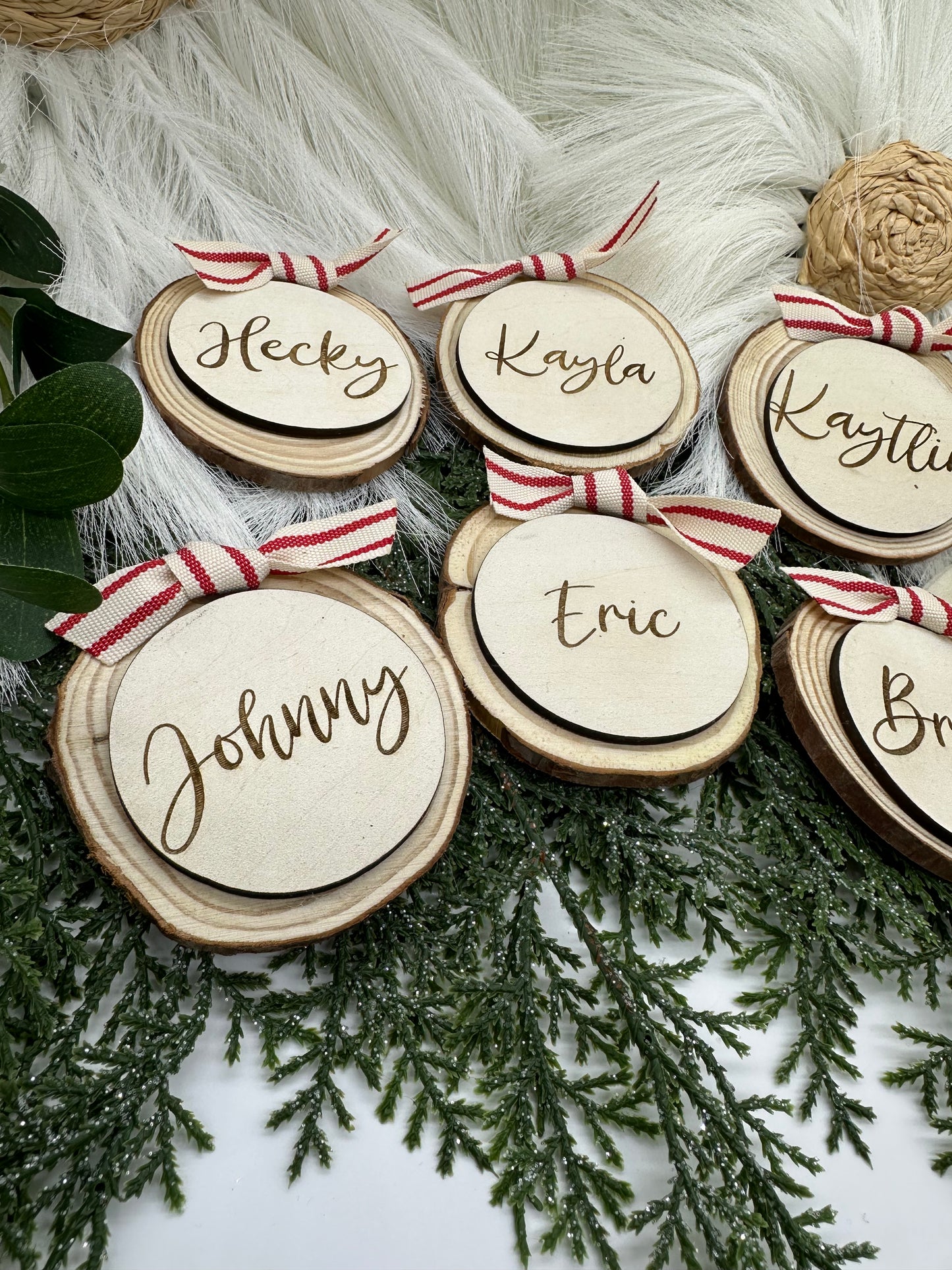 Personalized Wood Slice Ornament | Custom Family Christmas Ornament | Rustic Holiday Decor