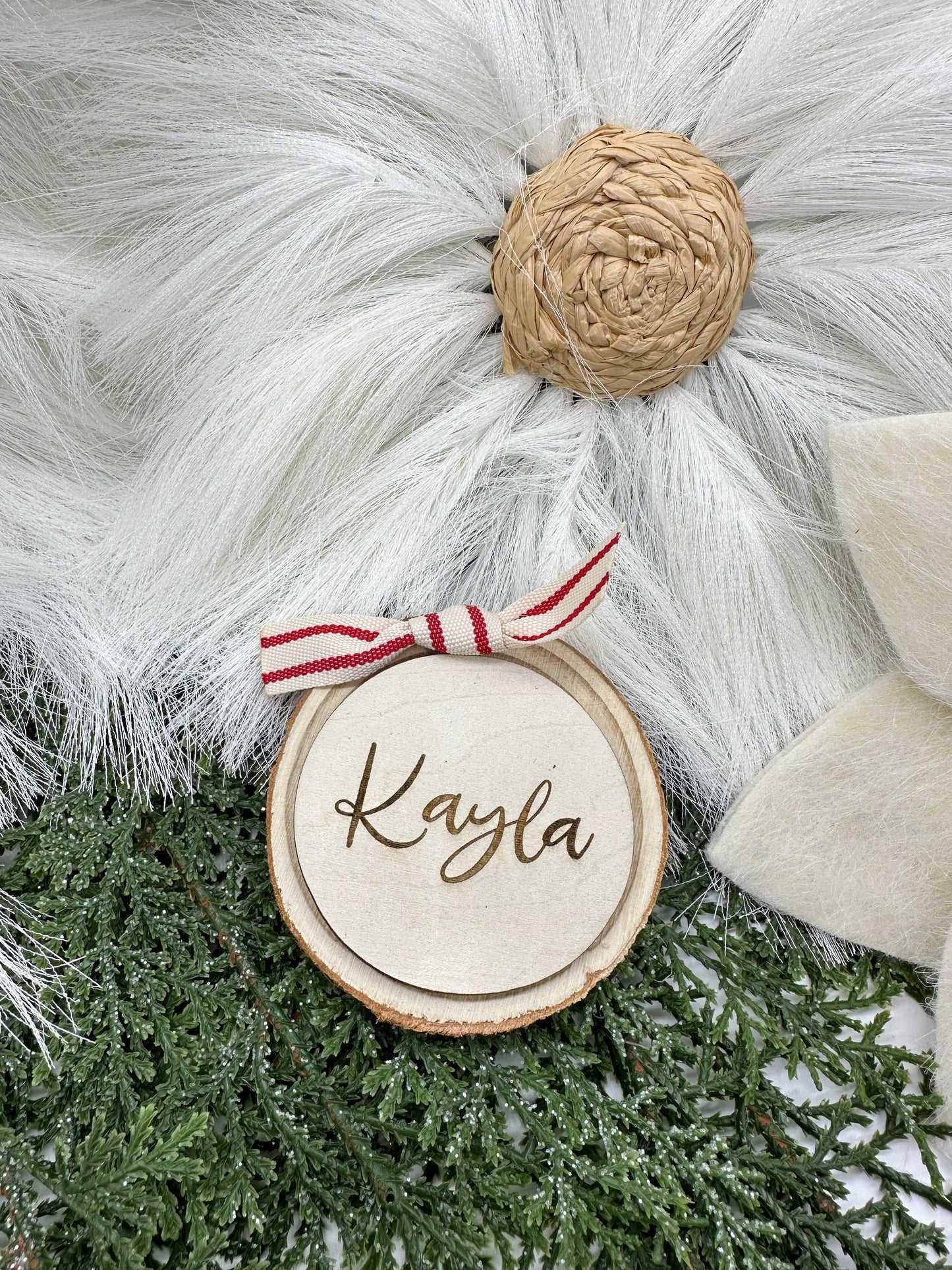 Personalized Wood Slice Ornament | Custom Family Christmas Ornament | Rustic Holiday Decor