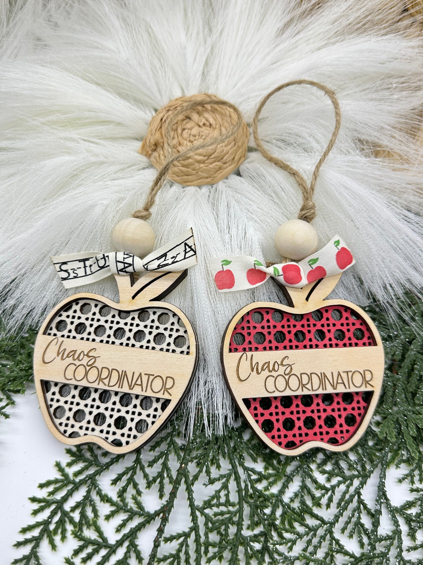Rattan Apple Teacher Ornament