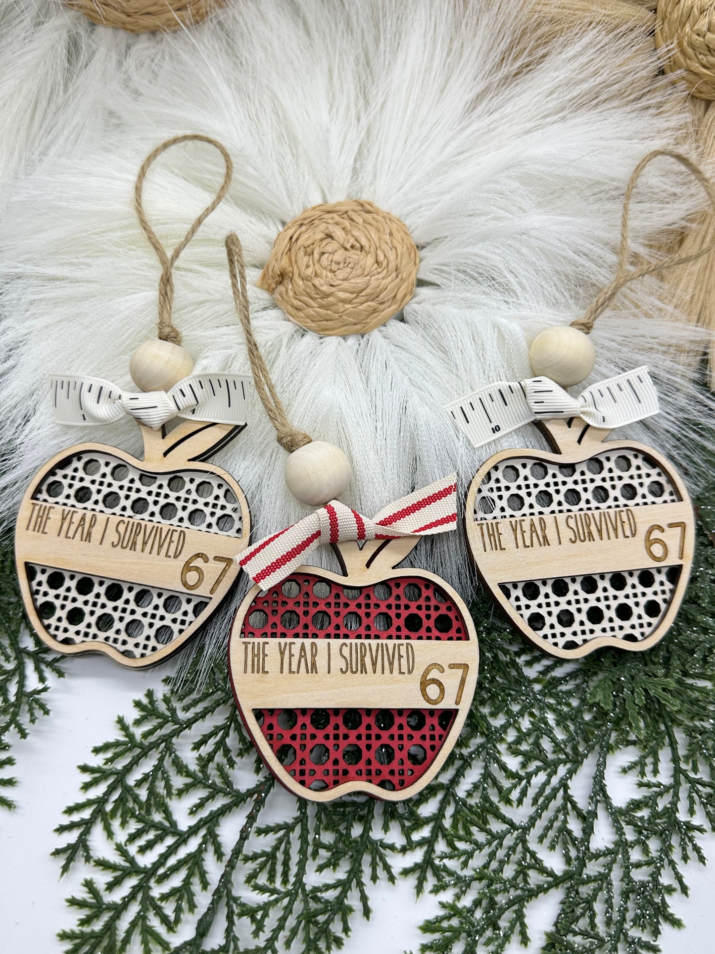 Rattan Apple Teacher Ornament