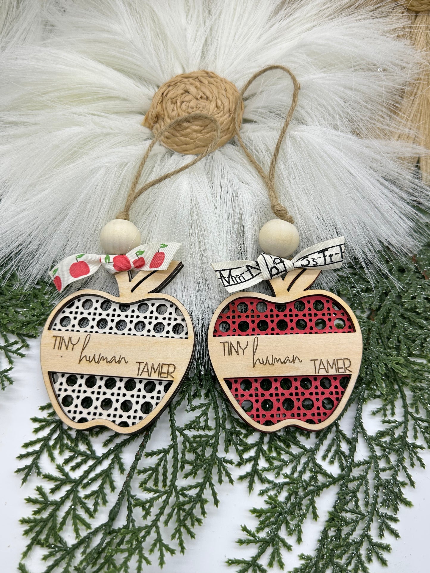 Rattan Apple Teacher Ornament