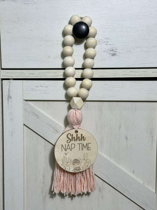 Shhh Nap Time Nursery Door Knob Hanger | Personalized Baby Room Door Sign, Custom Tassel Nursery Decor, Baby Shower Gift