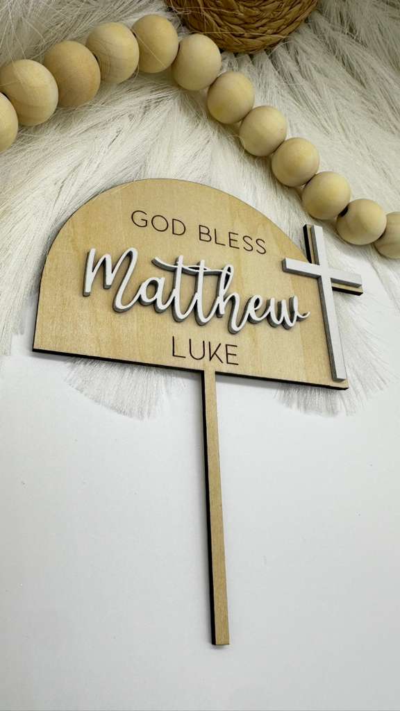 Personalized Arch Cross Cake Topper