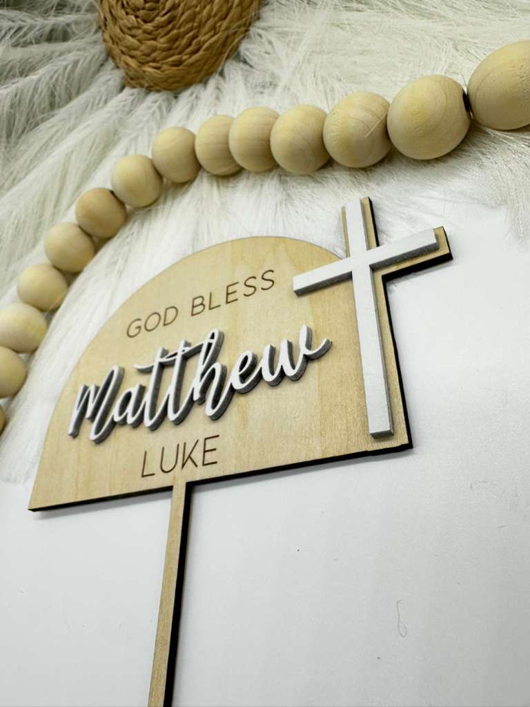 Personalized Arch Cross Cake Topper