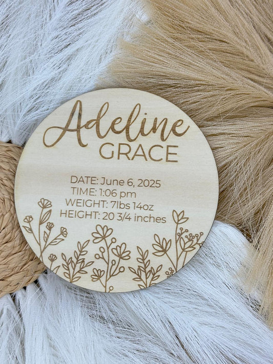 Personalized Welcome Baby Wood Sign | Newborn Hospital Name Sign, Double-Sided Birth Announcement & Baby Photo Prop