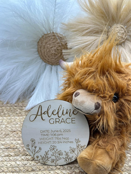 Personalized Welcome Baby Wood Sign | Newborn Hospital Name Sign, Double-Sided Birth Announcement & Baby Photo Prop