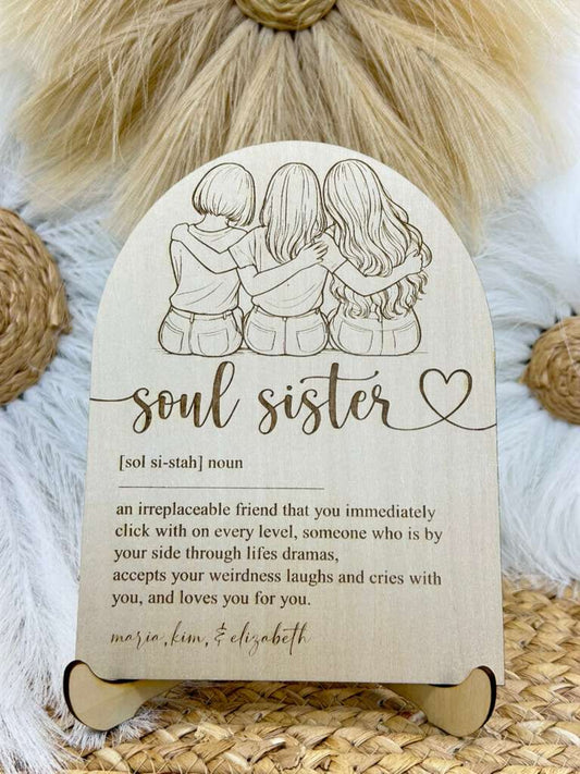 Personalized Soul Sister Sign | Custom Portrait Best Friend Gift, Birthday Gift for Women, Moms & Soul Sisters, Custom Friendship Art