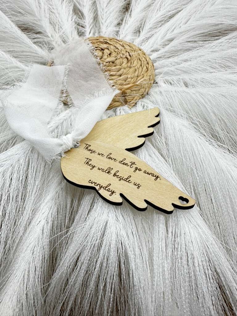 Personalized Memorial Angel Wing Charm | Engraved Sympathy Keepsake | Remembrance Ornament, In Loving Memory Gift, Name or Signature Engraving