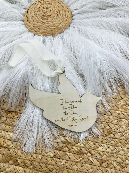 Holy Spirit Wood Charm
