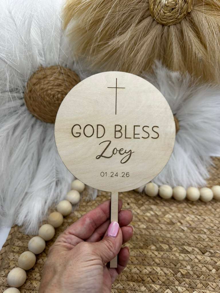 Round Personalized Engraved Cake Topper | Custom Baptism, First Communion & Confirmation Cake Decor | Christian Celebration Keepsake