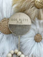 Personalized Round Wood Rattan Cake Topper | Custom Baptism, First Communion & Confirmation Cake Sign | Engraved Christian Topper for Faith Celebrations
