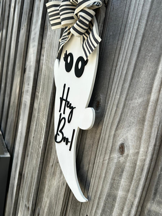 Hey Boo Ghost Door Hanger: Spooky Halloween Decor