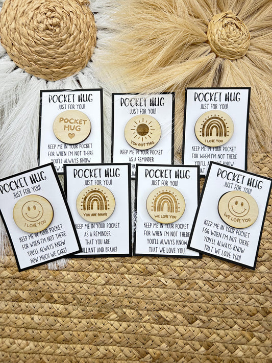 Wooden Pocket Hug - Back to School Gift - Good Luck Charm