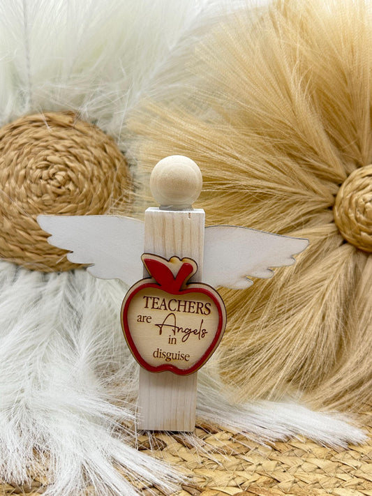Engraved Wood Angel - Teacher Appreciation Gift - Classroom Decor
