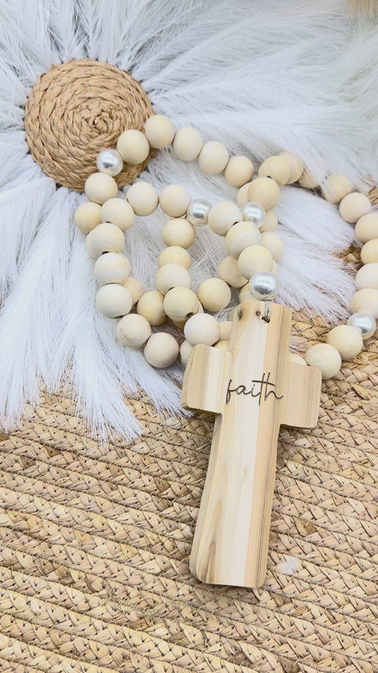 Full Wood & Pearl Rosary